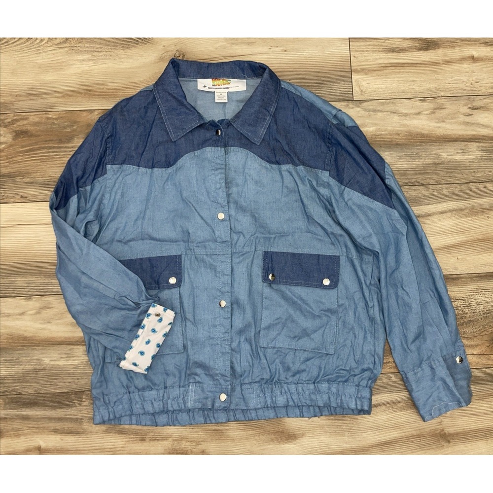 Back To The Future Men's Marty Mcfly Denim Jacket Chambray Bomber Sz XL